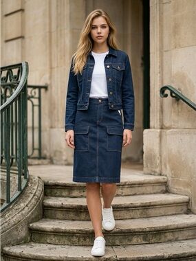 Sanctuary cargo utility denim jean midi skirt women’s size 26 nwt